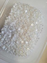 Perles - perles avec 1 côté plat - 4 mm - 80 grammes - Nacre Wit