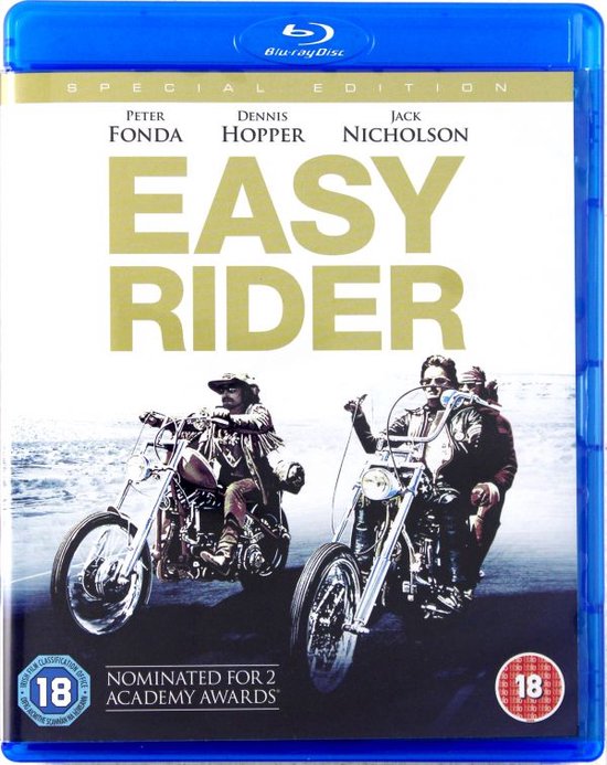 Blu-ray hoes "Easy Rider" Special Edition met Peter Fonda en Dennis Hopper op motoren, genomineerd voor 2 Academy Awards.