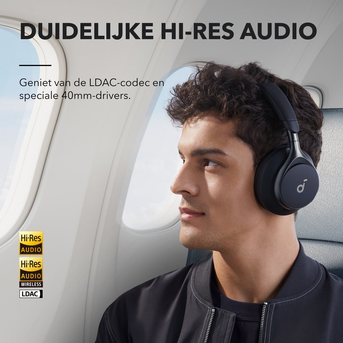 Afbeelding 3 van soundcore by Anker Space One Draadloze Over-ear Koptelefoon Zwart - Headphones - Active Noise Cancelling, Multipoint Connection, 55 uur accuduur, Bluetooth 5.3, LDAC, Hi-Res Certified