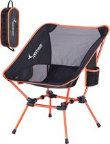 Campingstoel Opvouwbare Campingstoel Draagbare Campingstoelen 150 kg Vouwstoel Ultralicht Pakformaat Kleine Vouwstoel met Draagtas voor Picknick, Buitenshuis, Wandelen, Oranje, 1 Stuk