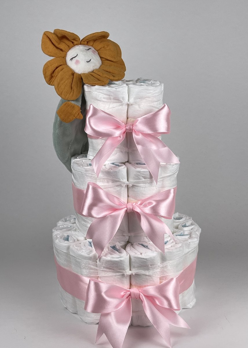Goedkoopste Chouette-Chouette | Luiertaart Meisje | Kraamcadeau | Geboorte Meisje | Babyshower | Tuttle Fleur Roze