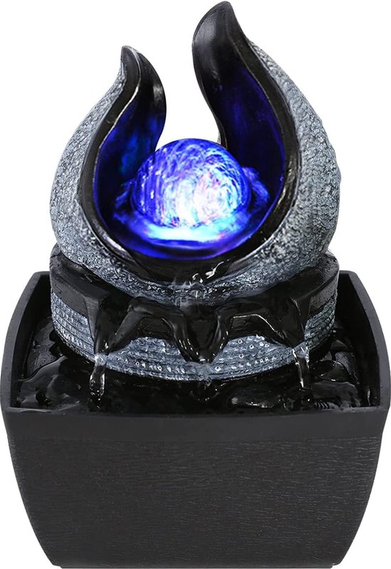 Fontaine D'Intérieur Dyna-Living Avec Lumière LED Colorée - Décoration Zen 18,5 Cm Pour Salon, Chambre Et Bureau