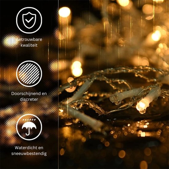 Kerstverlichting ijspegels voor buiten, 9M*0.72M, 360 LED lichtketting