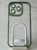 Hoogwaardige Nano Coating 2.5mm met camera lens hoesje - Siliconen Backcover met ingebouwd Glas voor Cameralens bescherming hoesje - Geschikt voor Apple iPhone 14 Pro Max - Groen/Transparant