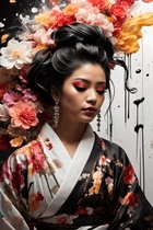 Poster Oriental | Geisha Poster | Interieurposter | Poster Oosterse Stijl | Azie Poster | Azie Kunst | 61x91cm | Wanddecoratie | Muurposter | MT | Geschikt om in te lijsten