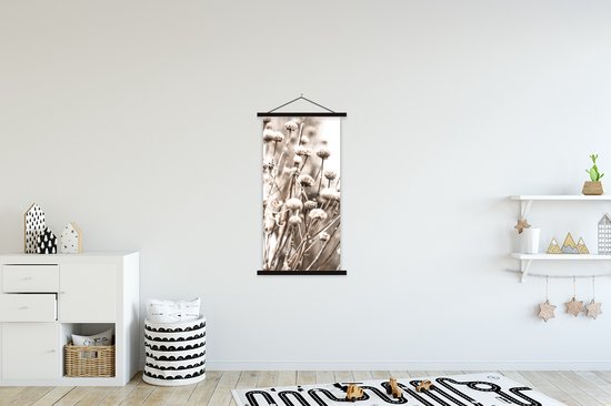 Posterhanger incl. Poster 60x120 cm - Schoolplaat - Bloemen - Planten - Stilleven - Natuur - Textielposter - Zwarte latten