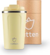 Vatten® Premium RVS Koffiebeker To Go - Lichtgeel - 380ml - Thermosbeker - Theebeker