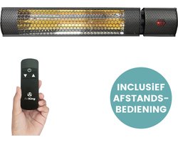 AirKing Terrasverwarmer Elektrisch– Infrarood Heater 2000W – Energiezuinig – Buitenverwarming met Afstandsbediening – 2 Warmtestanden – Waterbestendig – 62 cm