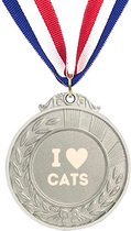 Akyol - i love cats medaille zilverkleuring - Katten - mensen met katten - huisdier