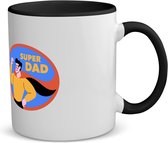 Akyol - super dad koffiemok - theemok - zwart - Vader - papa - vaderdag - cadeau - verjaardag - kado - 350 ML inhoud