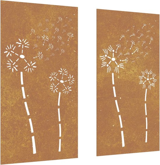 VidaXL Wanddecoratie Tuin 3 St Grasontwerp 55x55 Cm Cortenstaal 726693855