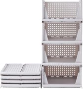 Set van 4 ladekasten, stapelbare kledingkastorganizer, opvouwbare plankopbergdoos, stapelbare kastlades, plastic opbergdozen voor thuis, slaapkamer, keuken (wit)
