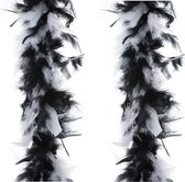Boa kerstslinger - zwart/wit - 200 cm - kerstboomversiering - kerstslingers