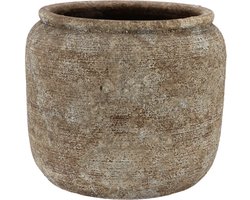 DK Design Bloempot kruik model Batu - zandkleur - D18 x H16 cm - rustiek