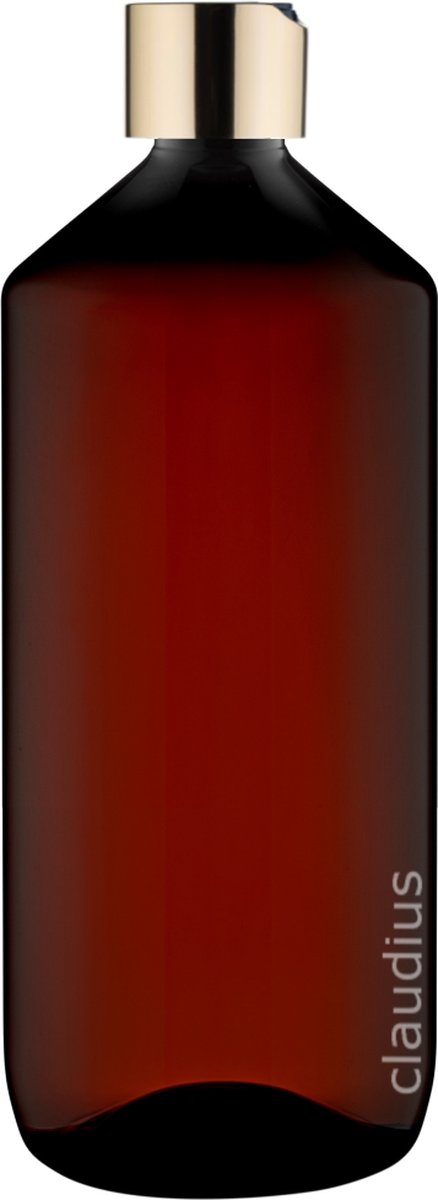 Lege Plastic Fles Apothekersfles 1 Liter PET Amber bruin - met gouden klepdop - set van 10 stuks - navulbaar - leeg
