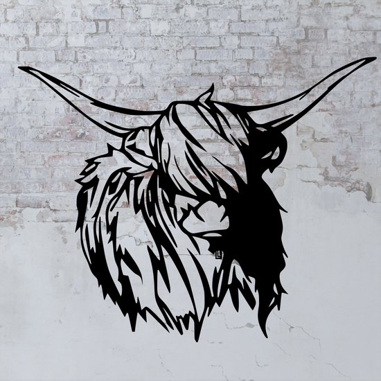 RS Creations - Schotse Hooglander 70 cm - Muurdecoratie - Wanddecoratie - Wandbord - Cadeau - Moederdag - Schotse Hooglander - Stier