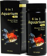 Kit de test d'eau d'aquarium - Test rapide 6 en 1 - pour la qualité de l'eau - 100 bandelettes de test - mesure des nitrites - Ammoniac - Nitrate - pH - Dureté carbonatée - Alcalinité - Eau douce - Aquariums d'eau salée