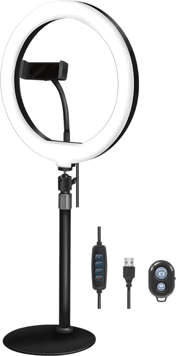 LogiLink Smartphone-Ringlicht-Stativ mit Fernauslöser für Smartphone von 10,16 cm - 17,78 cm (4 - 17,80cm (7)), - 1 S