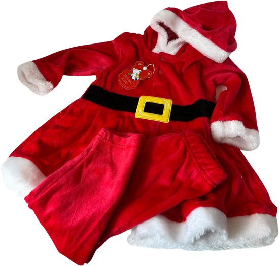 Kerstpak voor baby's - Kerstpak meisjes - Babykleding - Voor meisjes - 9-12 Maanden - Rood met Wit