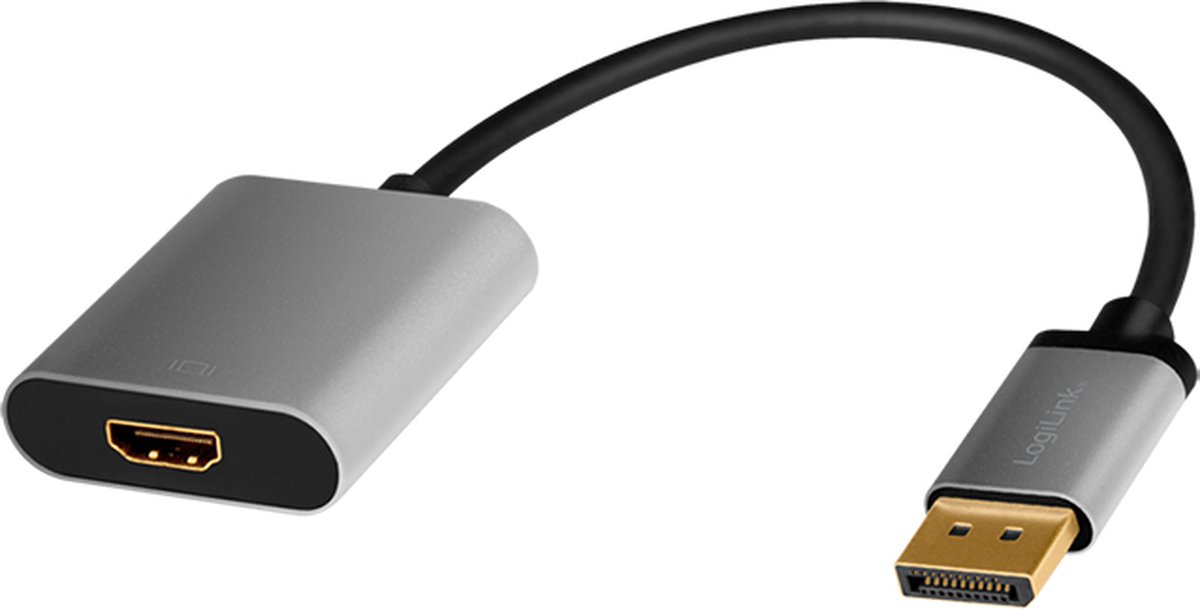 LogiLink CDA0108 video kabel adapter 0,15 m DisplayPort HDMI Zwart, Grijs