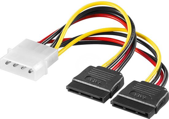 Goobay Pc Y-stroomkabel/stroomadapter, 5.25-stekker naar 2 x SATA