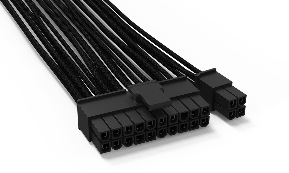 BeQuiet Computer, Stroom Kabel [1x ATX stroomstekker 24-polig (20+4) - 1x ATX stroomstekker 24-polig (20+4)] 0.60 m Zwart