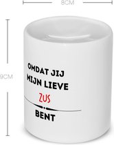 Akyol - omdat jij mijn lieve zus bent Spaarpot - Zus - de liefste zus - verjaardag - cadeautje voor zus - kado - geschenk - 350 ML inhoud