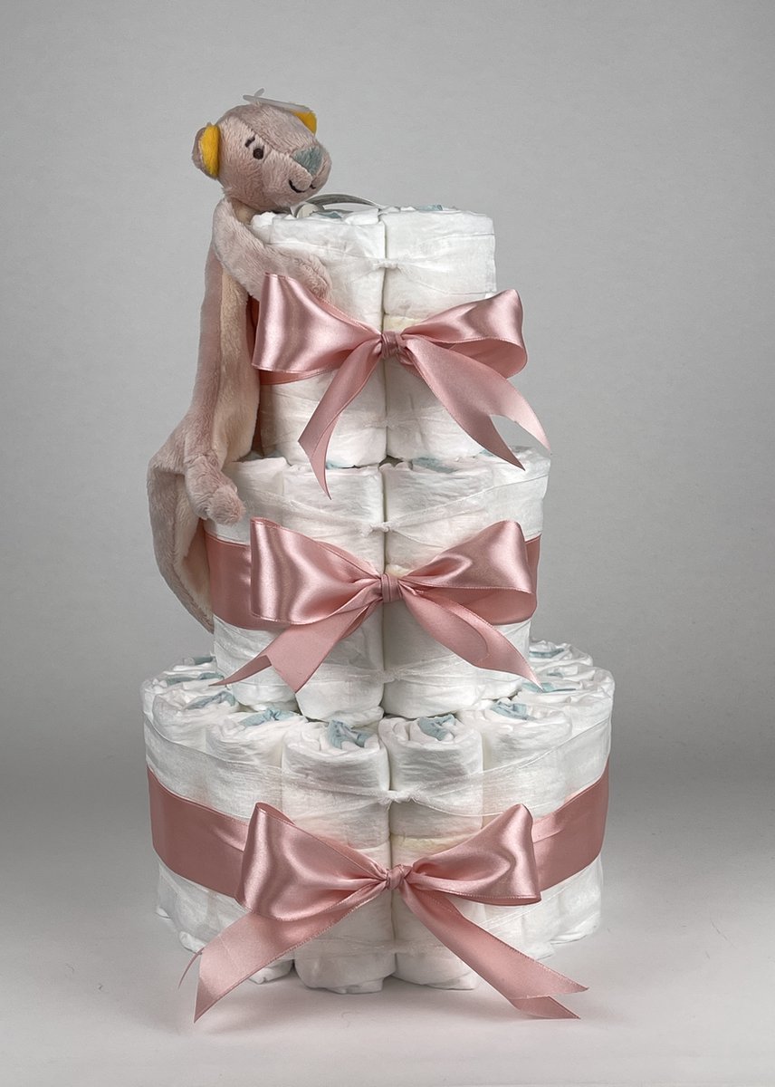 Goedkoopste Chouette-Chouette | Luiertaart Meisje | Kraamcadeau | Geboorte Meisje | Babyshower | Tuttle Beer Bentley donker Poeder Roze