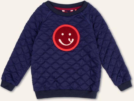 Hutt sweater 53 Solid quilted sweat with artwork Smiley Blue: 128/8yr