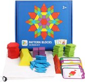 BPgoods® - Houten Patroon Blokken Tangram Puzzel - 155 Stuks - Creatieve Vorm - Geometrische Puzzel - Montessori - Educatief Speelgoed