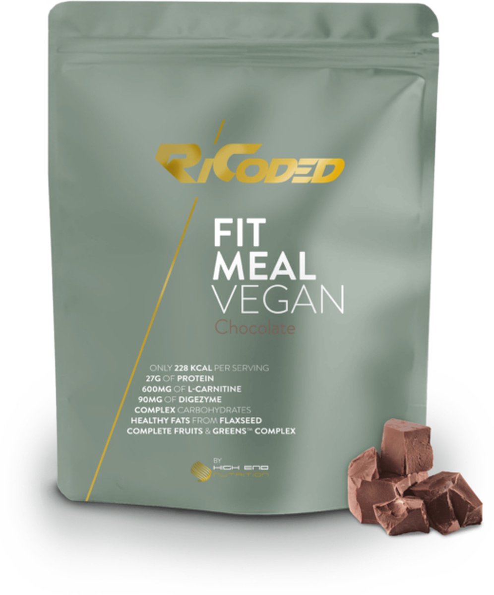 Goedkoopste High End Nutrition | Ricoded | Fit meal | Maaltijd vervanger | 900gr | Chocolade | Eiwitten | Laag in calorieën | Shake | Greens | smoothies | Diner | Lunch | Ontbijt | Veganistisch | Nutriworld