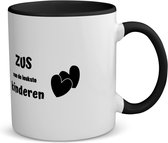 Akyol - zus van de leukste kinderen koffiemok - theemok - zwart - Zus - de leukste zus - verjaardag - cadeautje voor zus - kado - geschenk - 350 ML inhoud