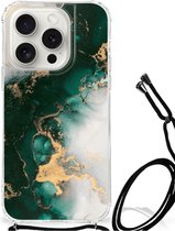 Anti-Shock Hoesje Geschikt voor iPhone 15 Pro Marmer Groen