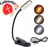 Liseuse pour livre - Liseuse avec pince - Liseuse pour lit - Liseuse LED - Rechargeable par USB - 3 modes d'éclairage - Zwart - Cou flexible - Lampe de chevet