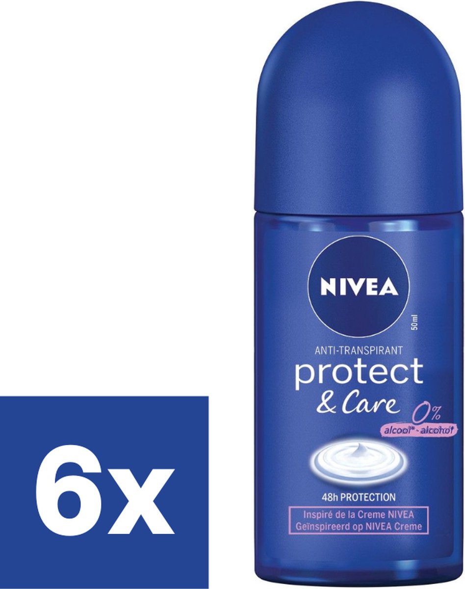 Goedkoopste Nivea Protect & Care Deo Roll-on 0 Alcohol - 6 x 50 ml
