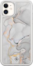 Casimoda® hoesje - Geschikt voor iPhone 11 - Marmer Grijs - 2-in-1 case - Schokbestendig - Marble design - Verhoogde randen - Grijs, Transparant