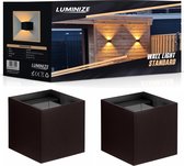 Luminize Wandlamp Zwart 2 stuks - Geschikt voor binnen en buiten - Buitenlamp - 2700K - Netstroom - Zwart - 10x10cm -12w - NIET OPLAADBAAR