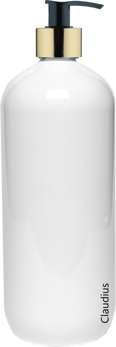 Lege Plastic Fles 1 liter PET - Wit - met gouden pomp - set van 10 stuks - navulbaar - leeg
