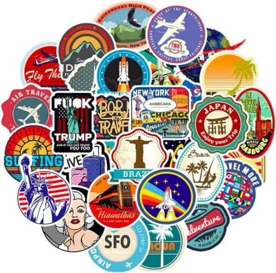 Sticker Mix: Reizen, America & Nasa - 50 Stickers voor Laptop ...