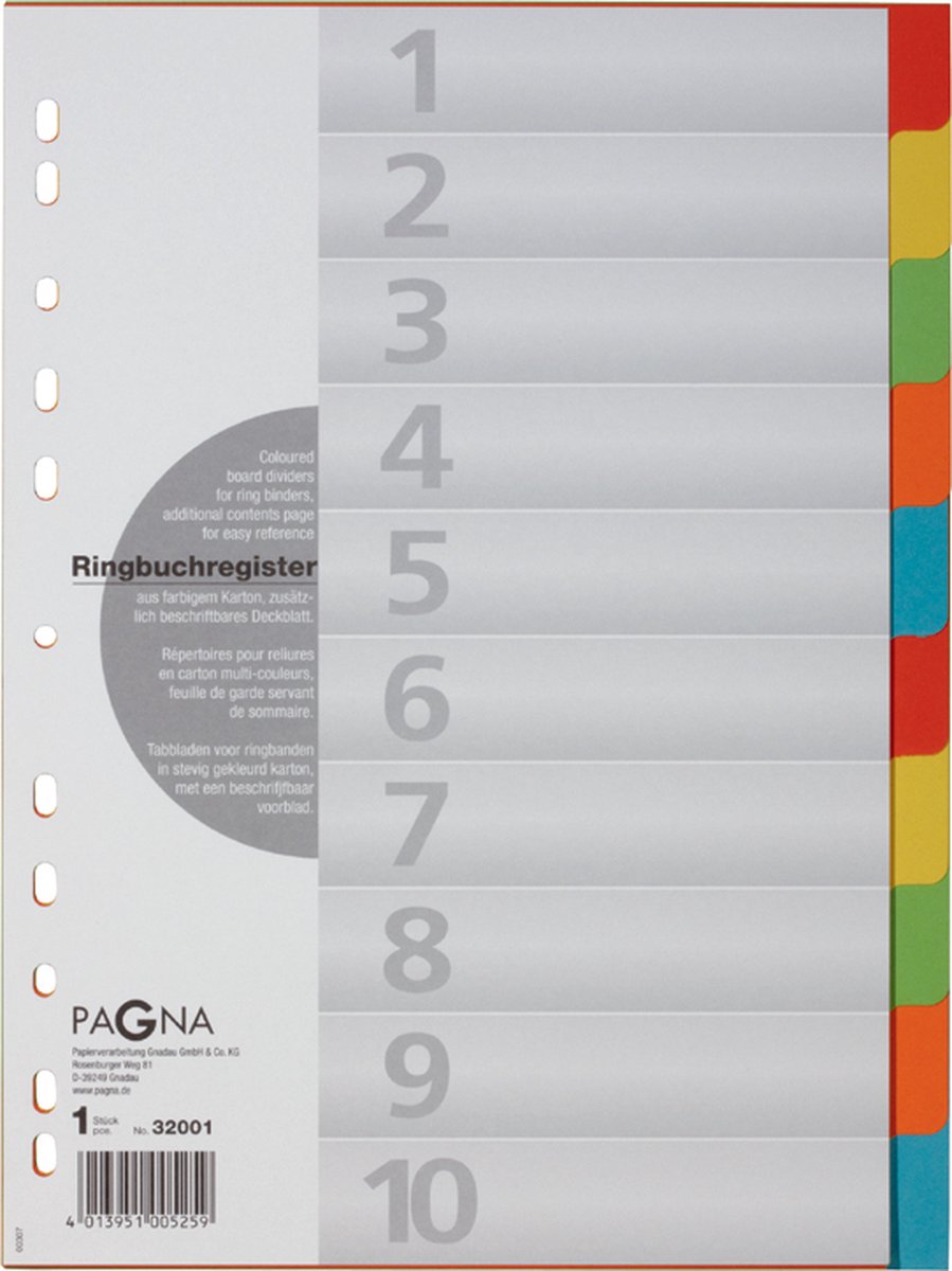 PAGNA Register 10tlg. met Deckblatt 5-farbig
