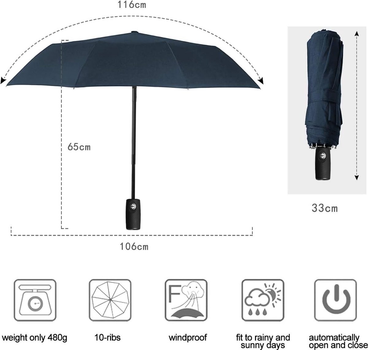 Paraplu Opvouwbare Winddichte Zakelijke Paraplu Storm Teflon Waterbestendige Parasol UV-bescherming Volledig Automatische Paraplu Draagbaar Weerbestendige Parasol en Paraplu - Blauw — cadeau in Mode & Accessoires - foto 3