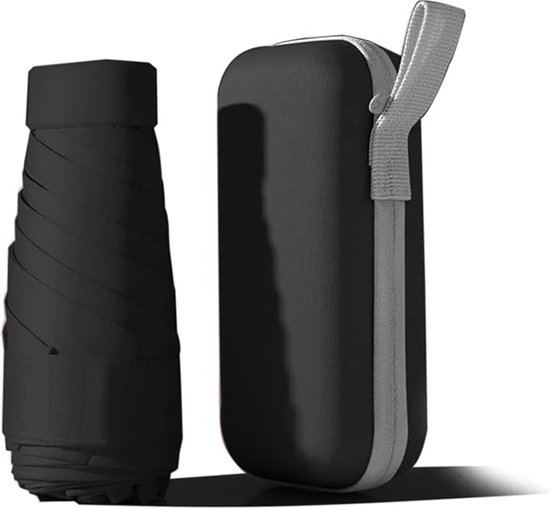 Knirps paraplu C.050 Small Manual Zwart met parapluzak I kleine paraplu voor op reis I hand-held zakparaplu I paraplu windbestendig & lichtgewicht I miniparaplu
