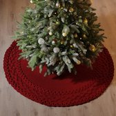Luxe gebreide kerstboomrok, Gebreid Kerstkleed, donkerrood - 122cm
