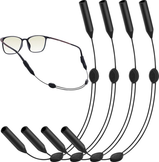 BOTC Brilkoord - 4 Stuks - tot 35 cm - Leesbril - Verstelbaar - Lichtgewicht - Brillenkoord - Zwart