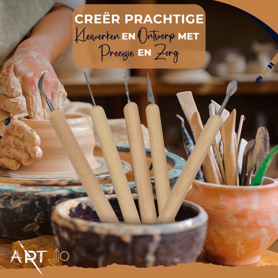 ArtJo Boetseergereedschap set - 30-delig kleigereedschap voor keramiek & pottenbak