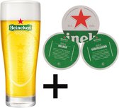 Heineken Bierglas Elipse 25cl 2 Stuks + 1x Rol Heineken Viltjes Cadeau bierpakket