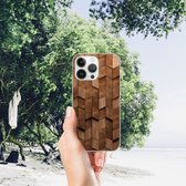 Bumper Hoesje geschikt voor iPhone 13 Pro Max Wooden Cubes