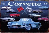 Metalen Wandbord Corvette Auto USA - 20 x 30 cm