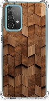 Stevig Telefoonhoesje geschikt voor Samsung Galaxy A52 4G/5G Wooden Cubes