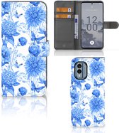 Hoesje voor Nokia X30 Flowers Blue